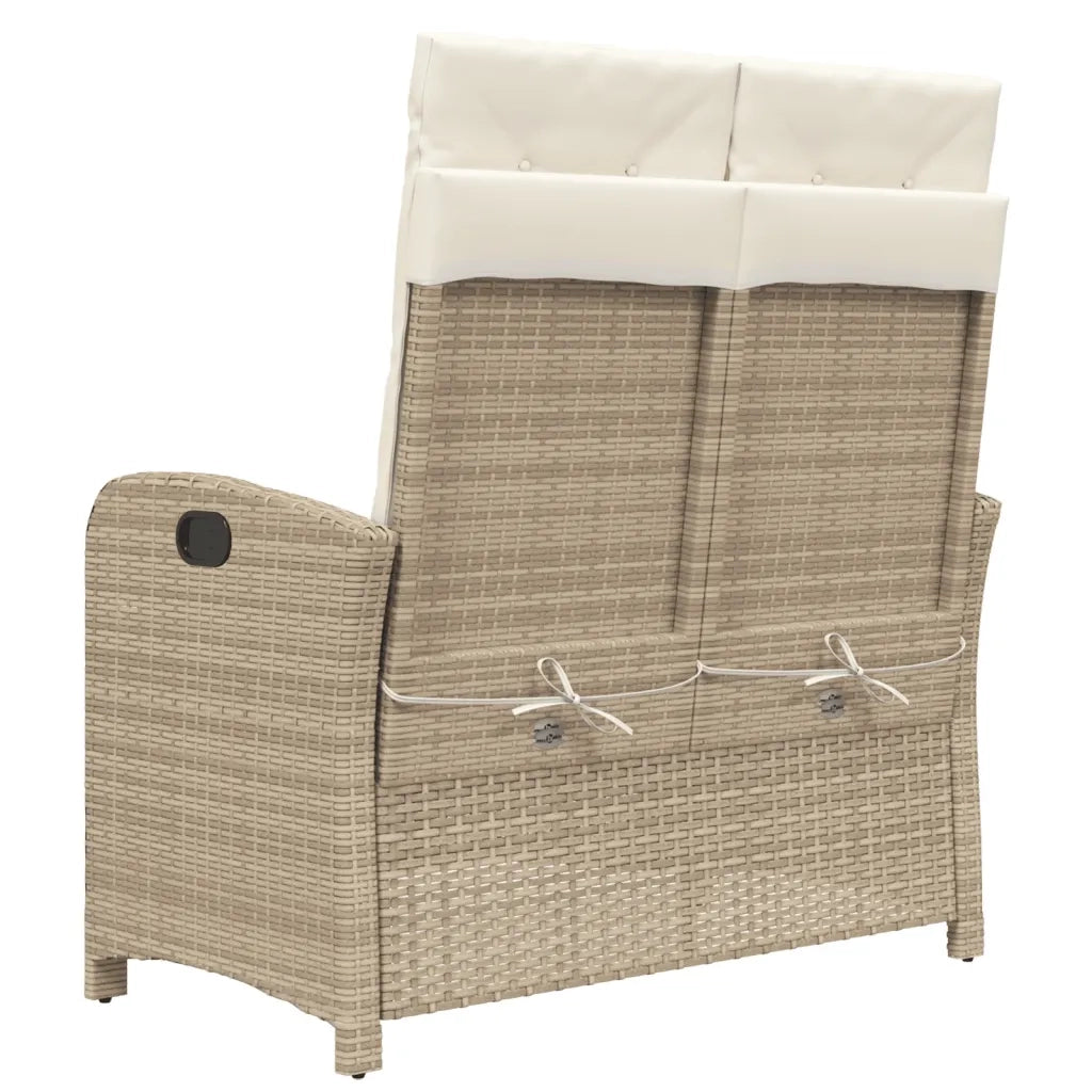 Panchina Reclinabile da Giardino | Panca da Giardino con Cuscini Beige in Polyrattan