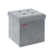 Panca/contenitore pieghevole in velluto con poggiapiedi e coperchio 31 x 41 x 31 cm capacità di carico 130 kg per ingresso/soggiorno grigio 12_0004141