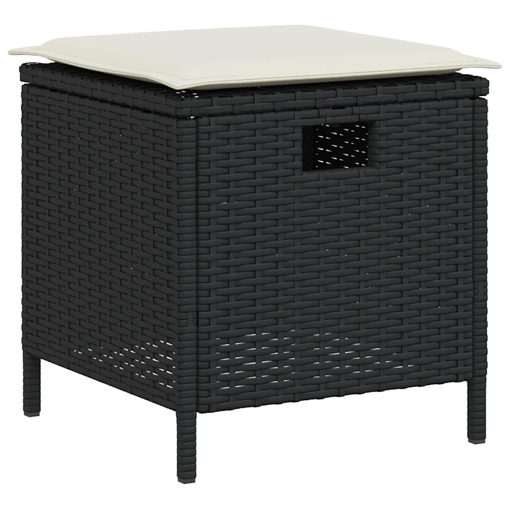 Set Divani da Giardino 6 pz con Cuscini Forma L Polyrattan Nero