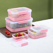 Set di contenitori per alimenti in 4 pezzi con sigillatura in silicone, clip di sicurezza e coperchi - Coperchi acqua e gas impermeabili, BPA libero, set di contenitori per alimenti, ideale per la preparazione e conservazione delle pasti (rosa)