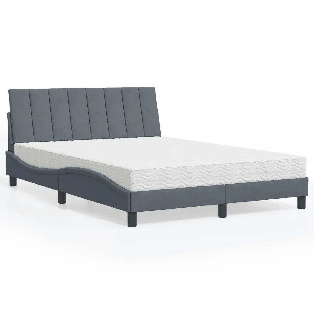 Letto con Materasso Hanko Grigio Scuro 140x190 cm in Velluto 3208593