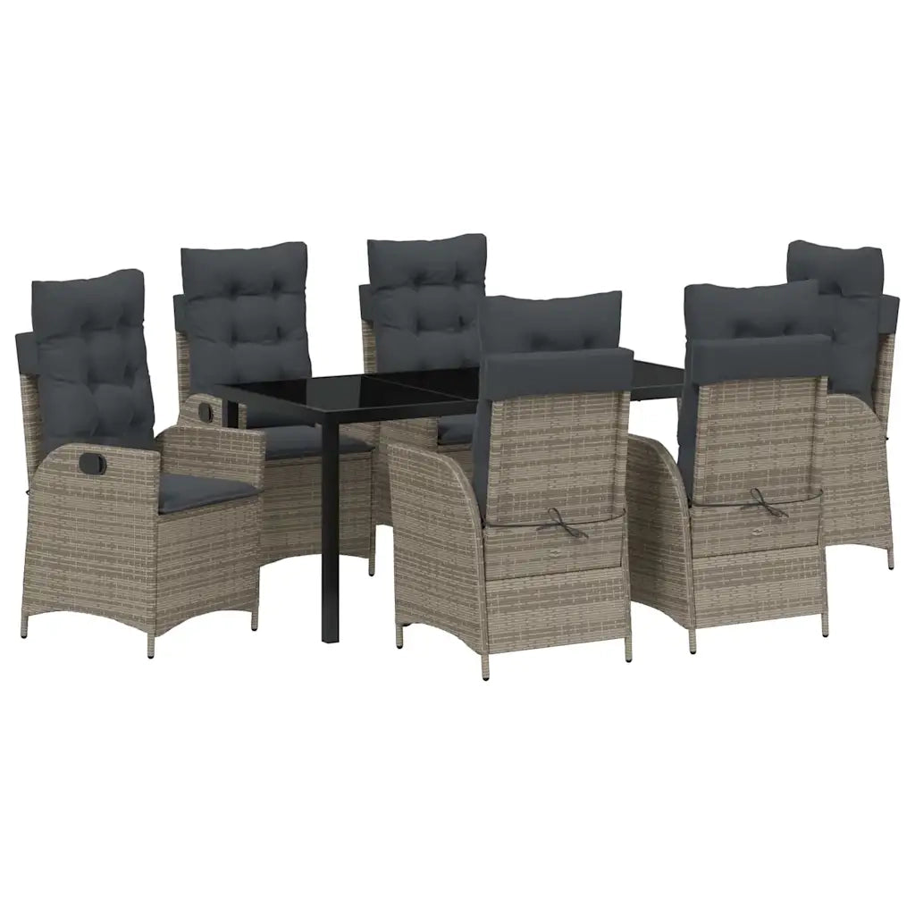 Set da Pranzo per Giardino con cuscino 7 pcs Grigio polyrattan 3380502