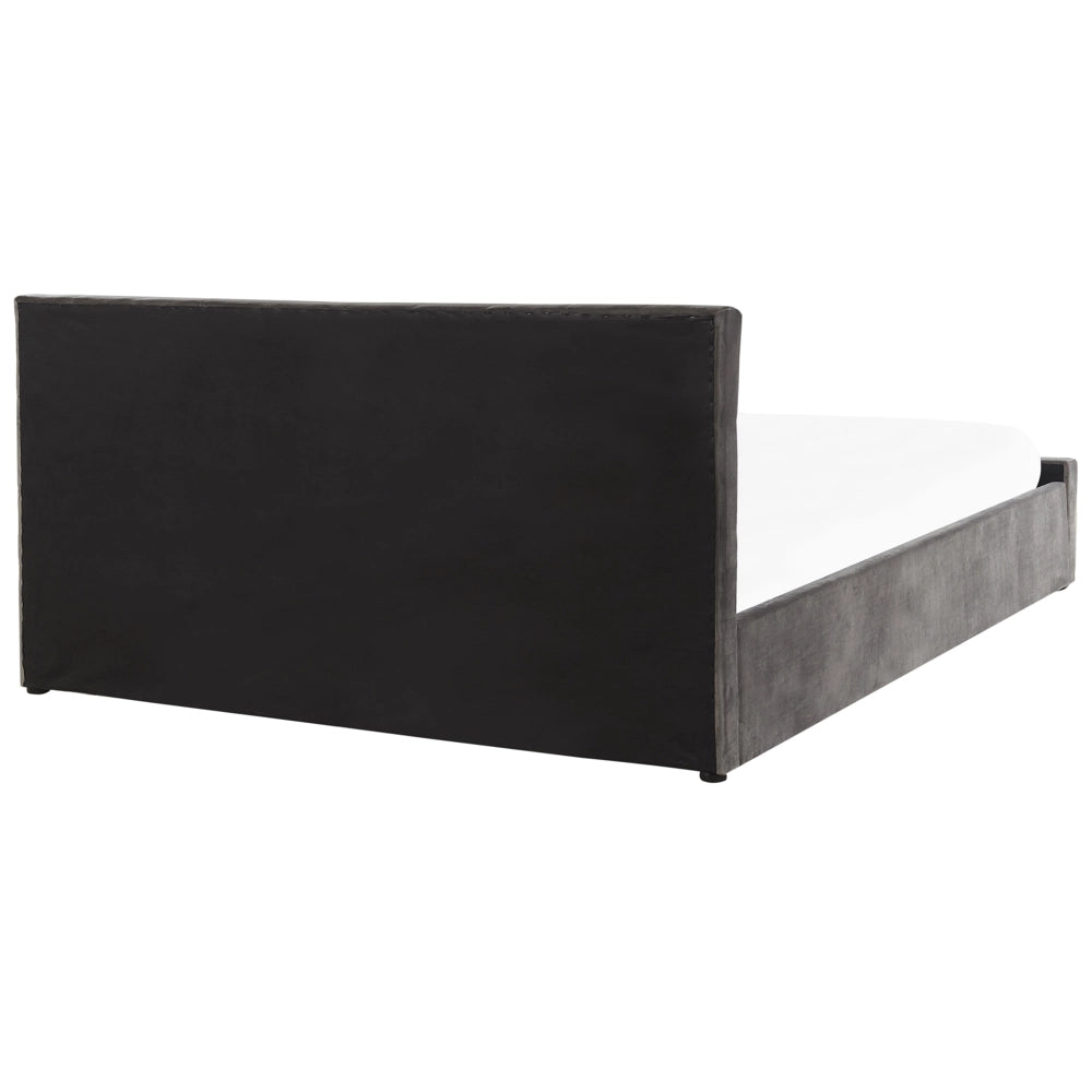 Letto Matrimoniale Moderno con Contenitore in Velluto Grigio 180 x 200 cm