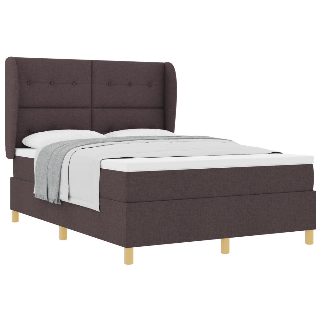 Letto a Box con Materasso Marrone Scuro 140x200 cm Tessuto