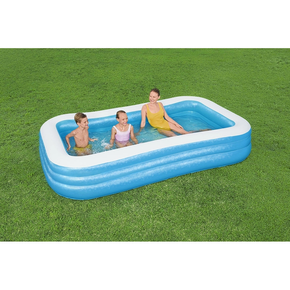 Trade Shop - Piscina Gonfiabile Rettangolare 305 X 183 X 56 Cm Giardino A 3 Anelli Family 54009 -