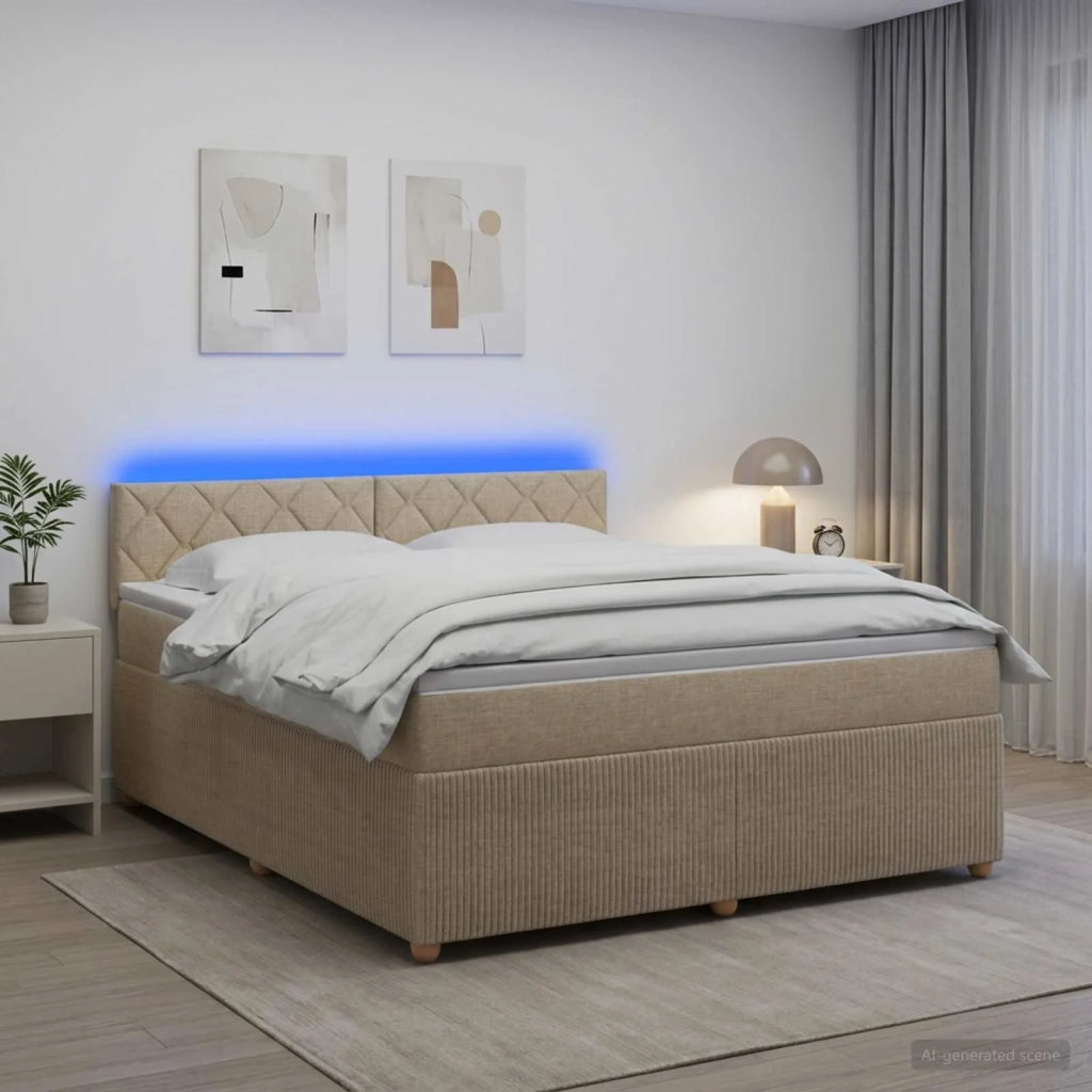 Letto box spring con materasso Crema 160 x 200 cm Tessuto 3452979