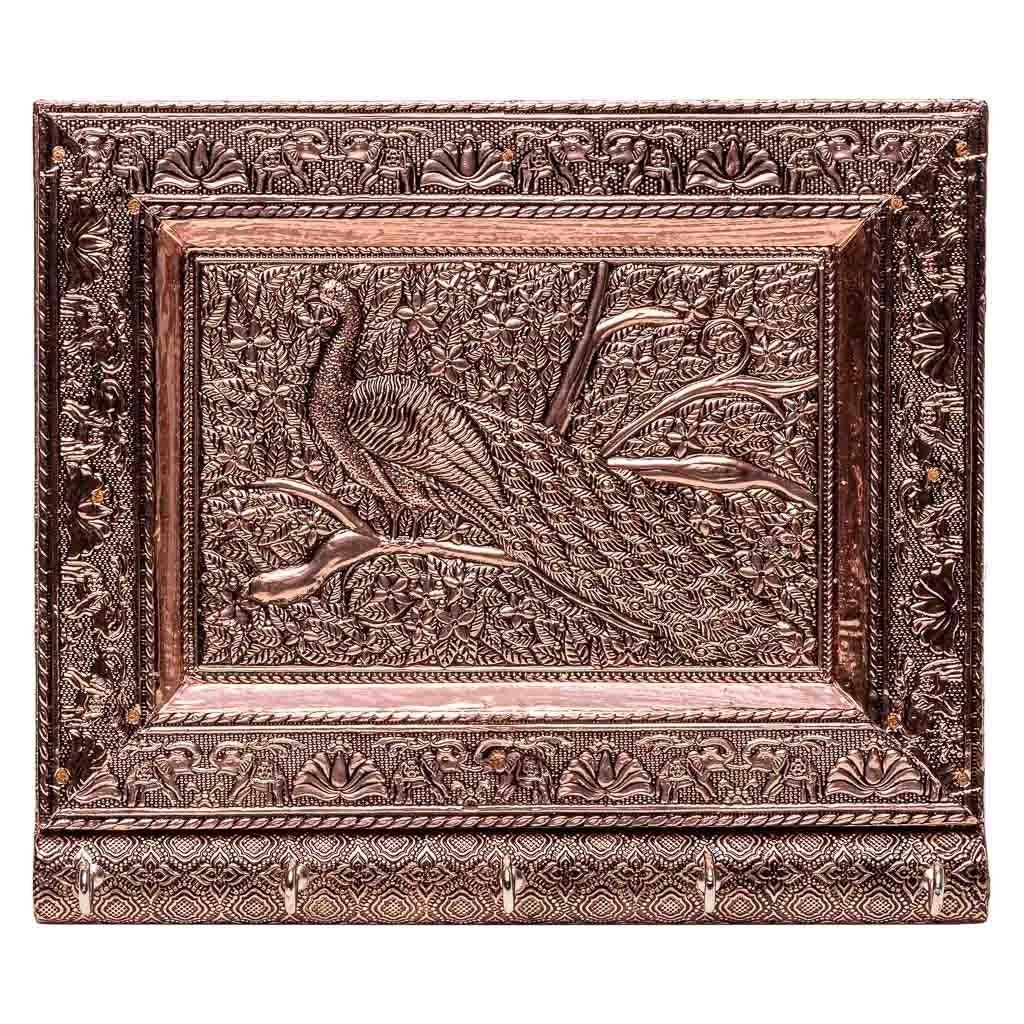 Portachiavi in metallo goffrato color rame 22,5x17,5x2h