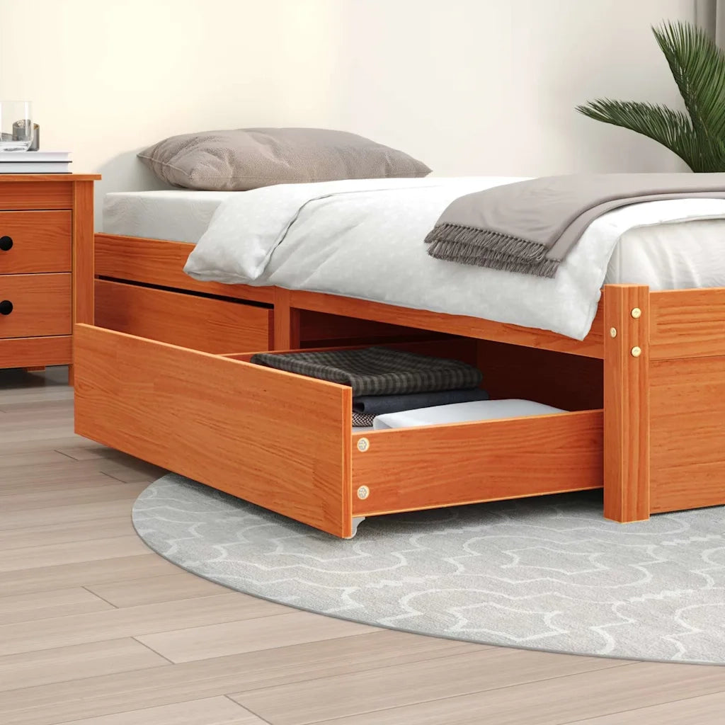 Cassetti per Letto 2 pz Marrone Cera in Legno Massello di Pino CFW1973604