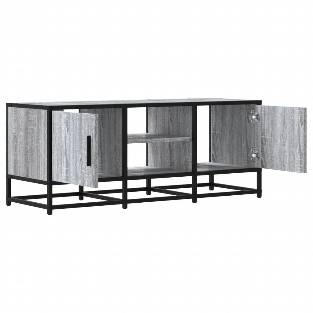 Mobile TV multimediale mensola TV credenza mobile TV sala da pranzo soggiorno camera da letto Sonoma 100 x 35 x 41 cm legno ingegnerizzato e metallo grigio 02_0028332