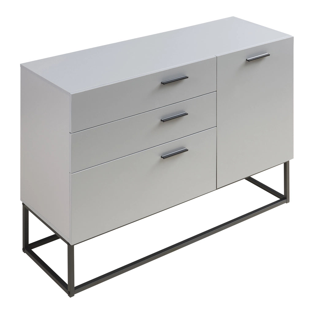Comò Lavangen con Anta e 3 Cassetti 75 x 100 x 35 cm Nero / Grigio Chiaro [en.casa]