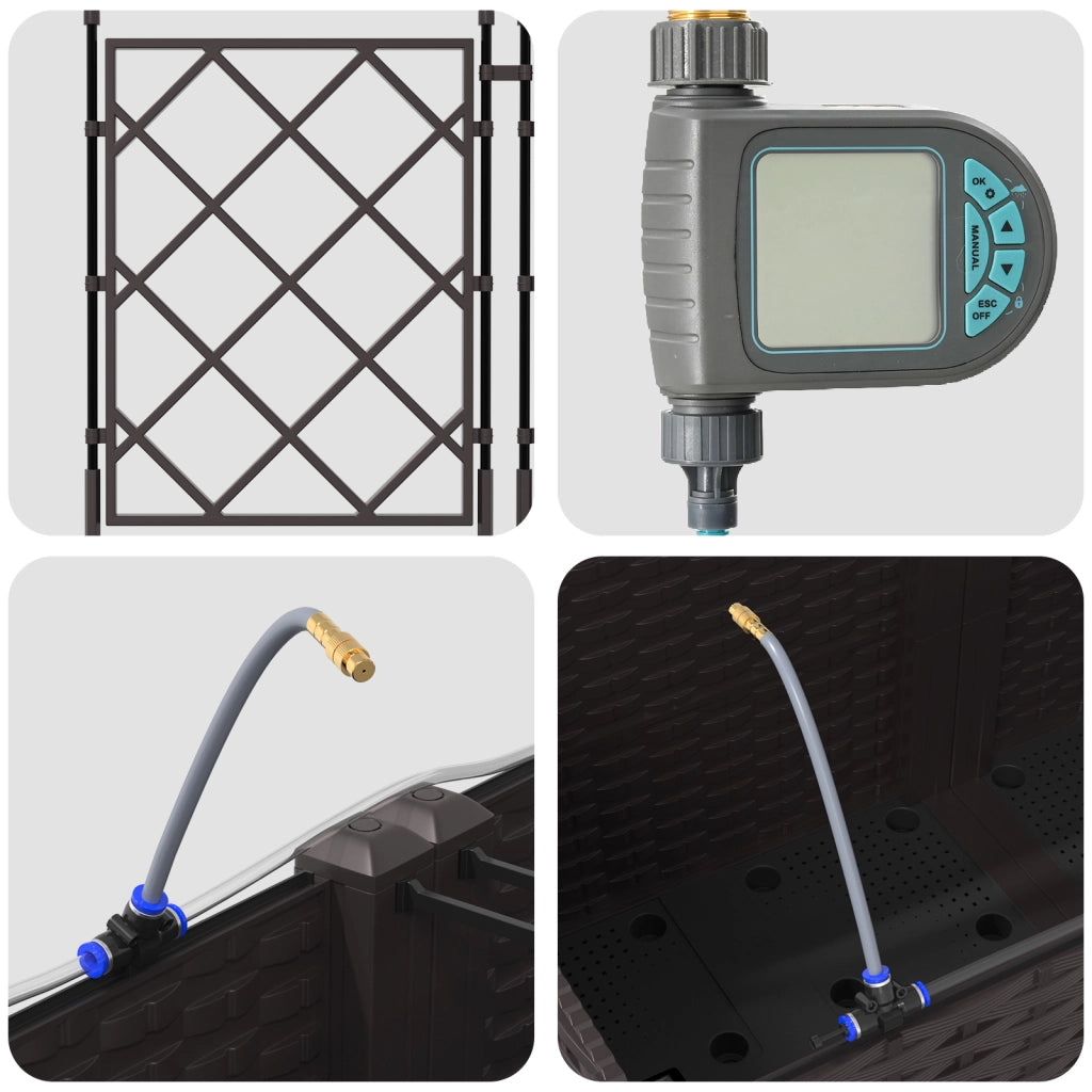 pianterreno Jardini con Sistema di Irrigazione 3 pz Marrone