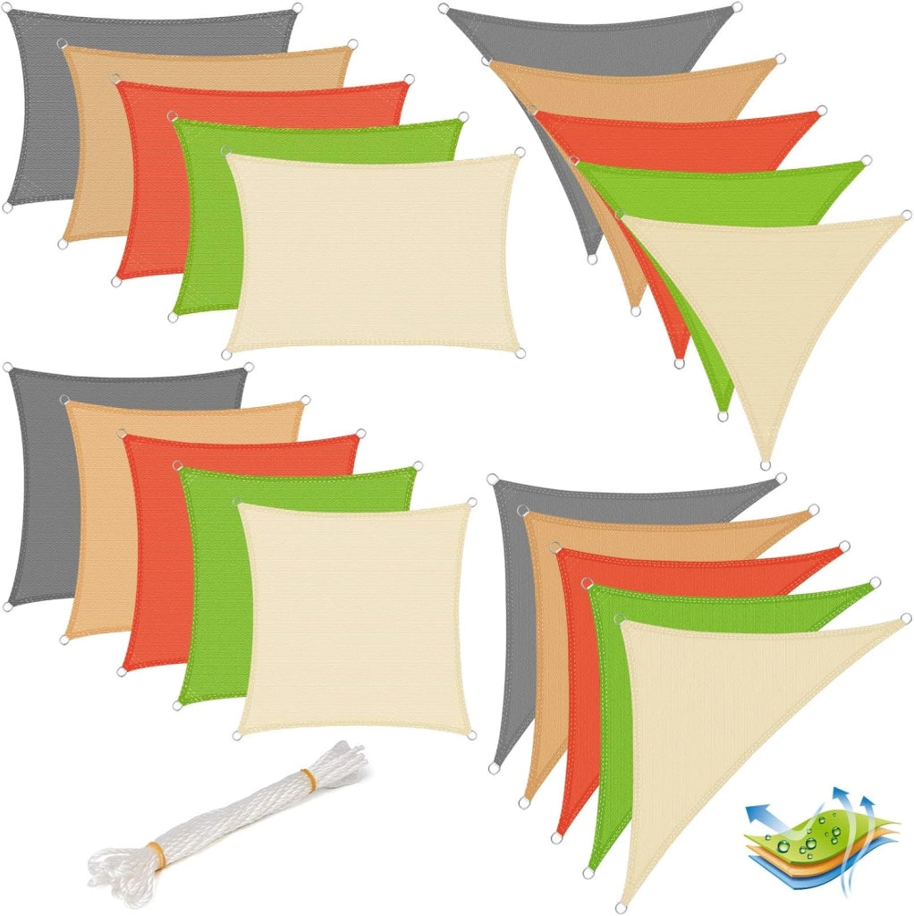 Tenda a Vela Impermeabile Vela Ombreggiante Parasole Protezione HDPE Raggi UV 95% per Esterno Giardino per Esterno, Giardino e Terrazza, Piscina