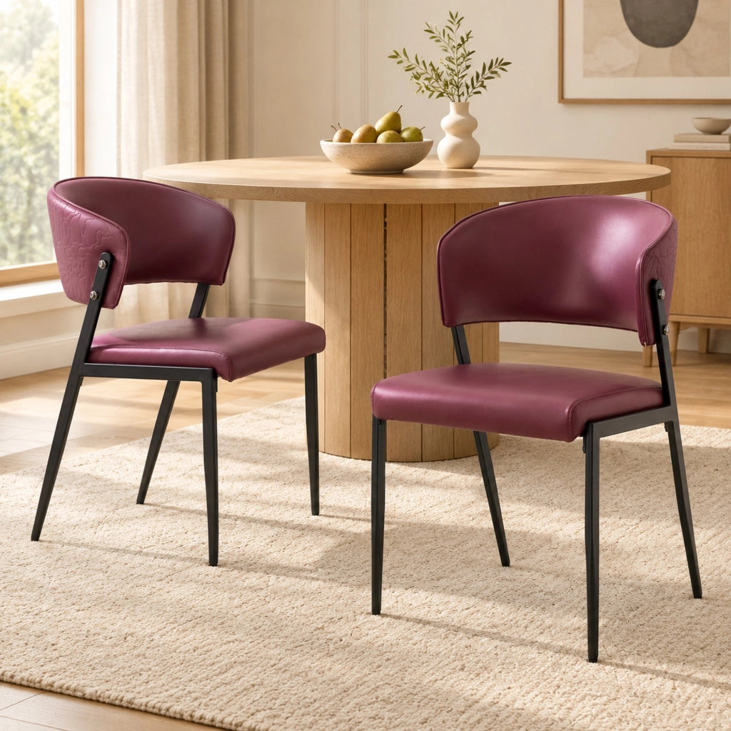 Set 2 sedie da pranzo 78 cm rosse in similpelle e metallo per cucina moderna