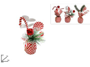 1 Pezzo Decorazione Natale Piantina Mini con Canditi 21 cm 3 Decori
