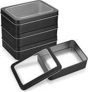 Scatole di metallo con coperchio - Piccole scatole di stoccaggio - Robuste e resistenti - Nero - Utili per la conservazione - Ideali per viaggi e uso quotidiano