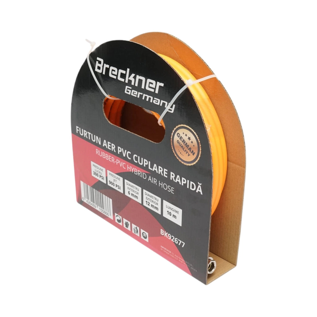 Tubo flessibile professionale per aria compressa in PVC da 10 m e attacco rapido universale Breckner Germany