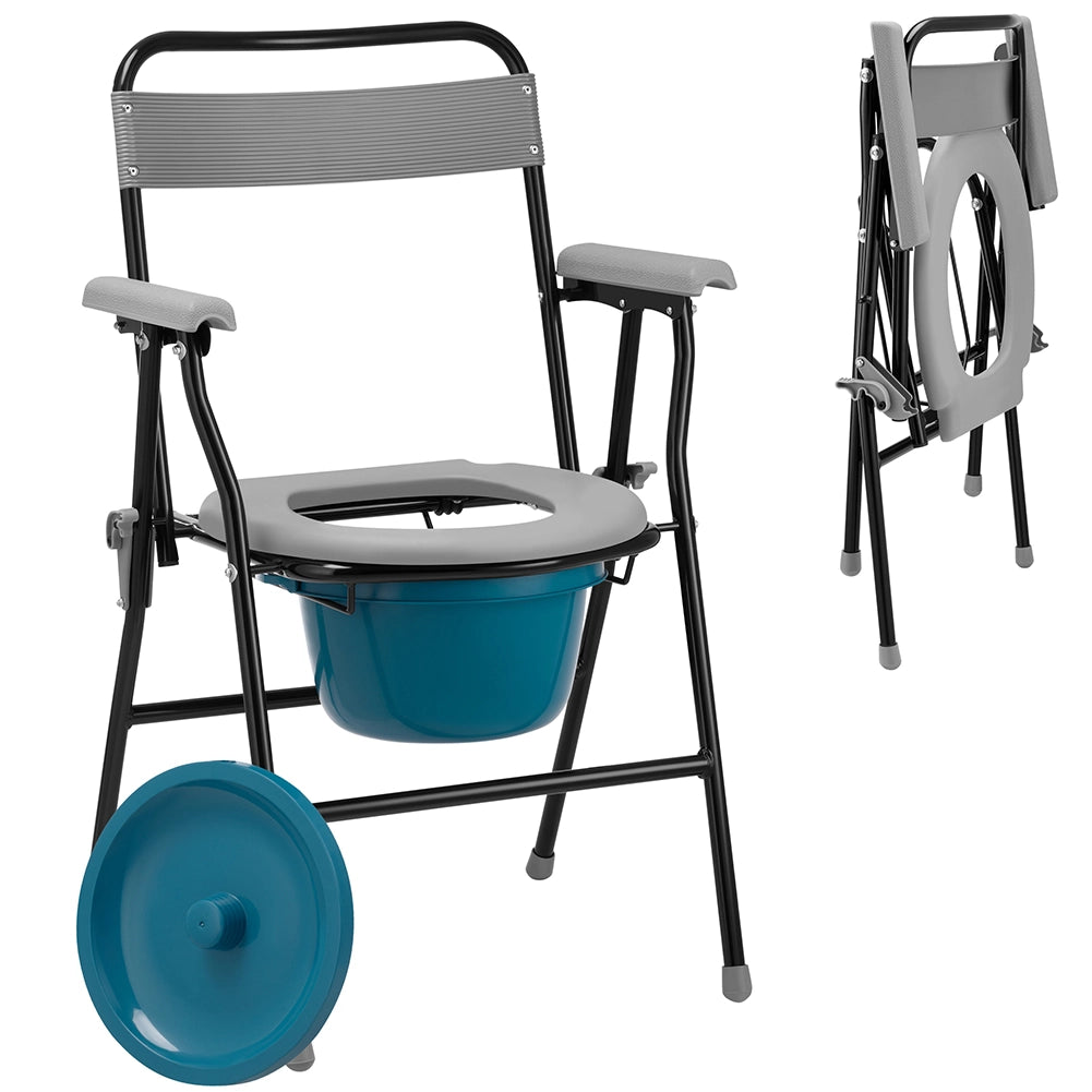 Sedia WC Pieghevole con Vaso Rimovibile per Anziani e Disabili 45.5x46x85cm