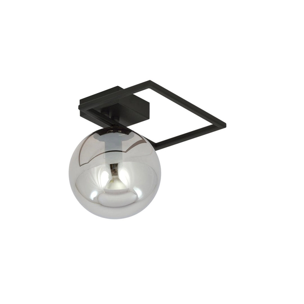 Lampada da soffitto Imago in acciaio nero opaco e vetro grafite