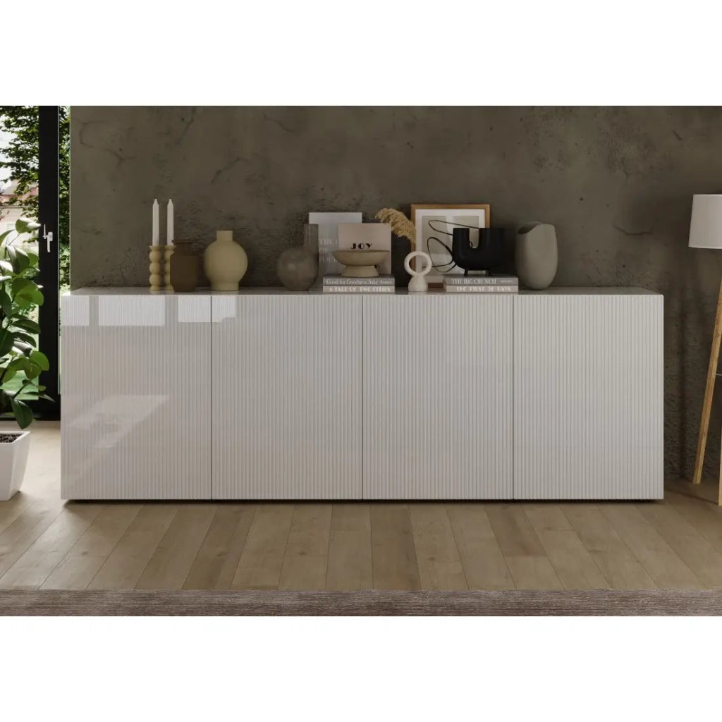 Buffet SCENA – 241×84×42 cm – 4 porte – Bianco laccato