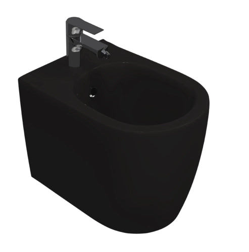 Sanitari filomuro opaco INFINITY: vaso, bidet, copriwater soft-close - Nero Opaco
