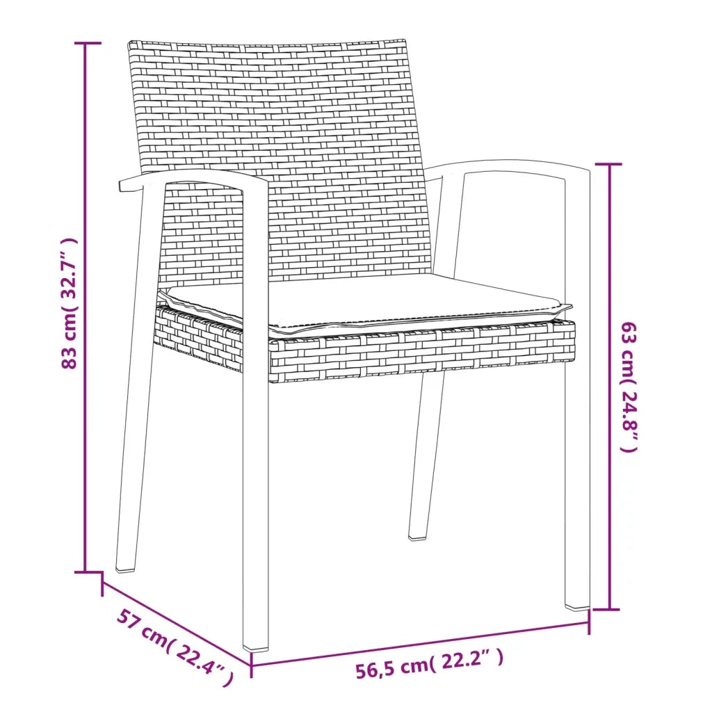 Set Pranzo da Giardino 5pz con Cuscini in Polyrattan e Acciaio 3186993
