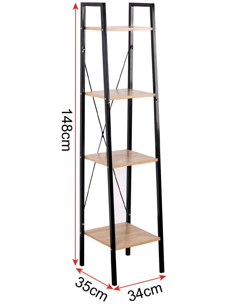 Scaffale autoportante in metallo e legno con 4 ripiani modello marrone e nero 19_0000581