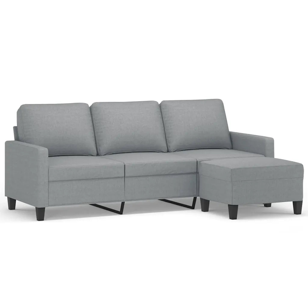 Divano a 3 Posti con Poggiapiedi-Sofa 3 Posti con Poggiapiedi Grigio Chiaro 180cm in Tessuto 306695