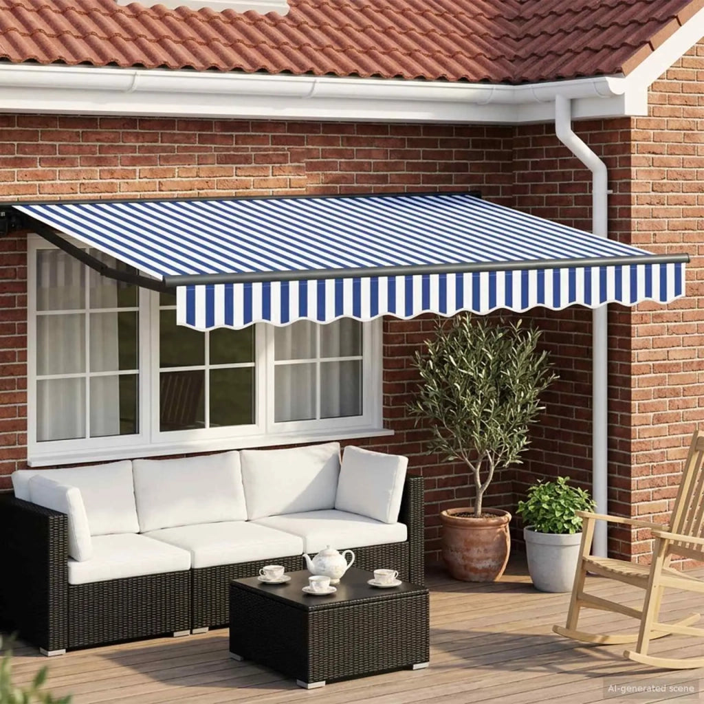 Tenda retrattile manuale Blu e Bianco 3 x 2 m 3420382