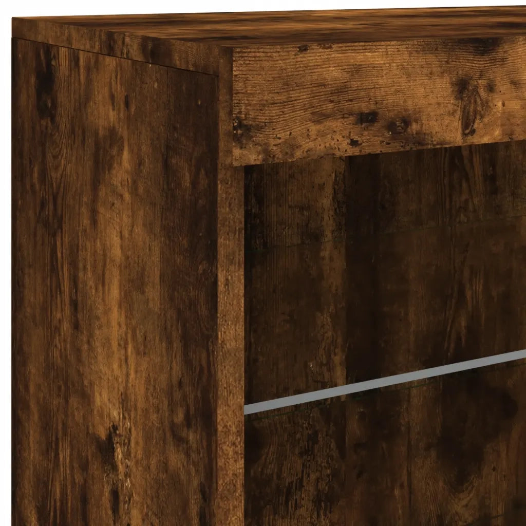 Credenza con Luci LED-Buffet-Armadio da cucina Rovere Fumo 60,5x37x67 cm