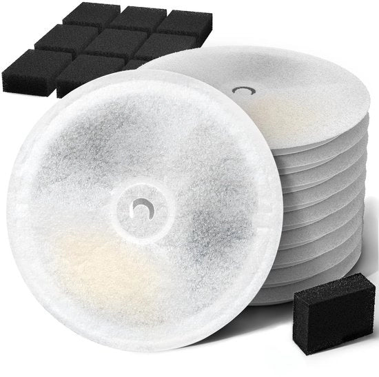 Filtri per fonte di acqua per gatti 3.0 per E versweet Solo 2/Solo SE, E versweet 3 Pro/2S/3, filtro per fonte di acqua per gatti con 10 filtri a spugna, sistema di filtraggio a più stadi (10 filtri a disco + 10 spugne)