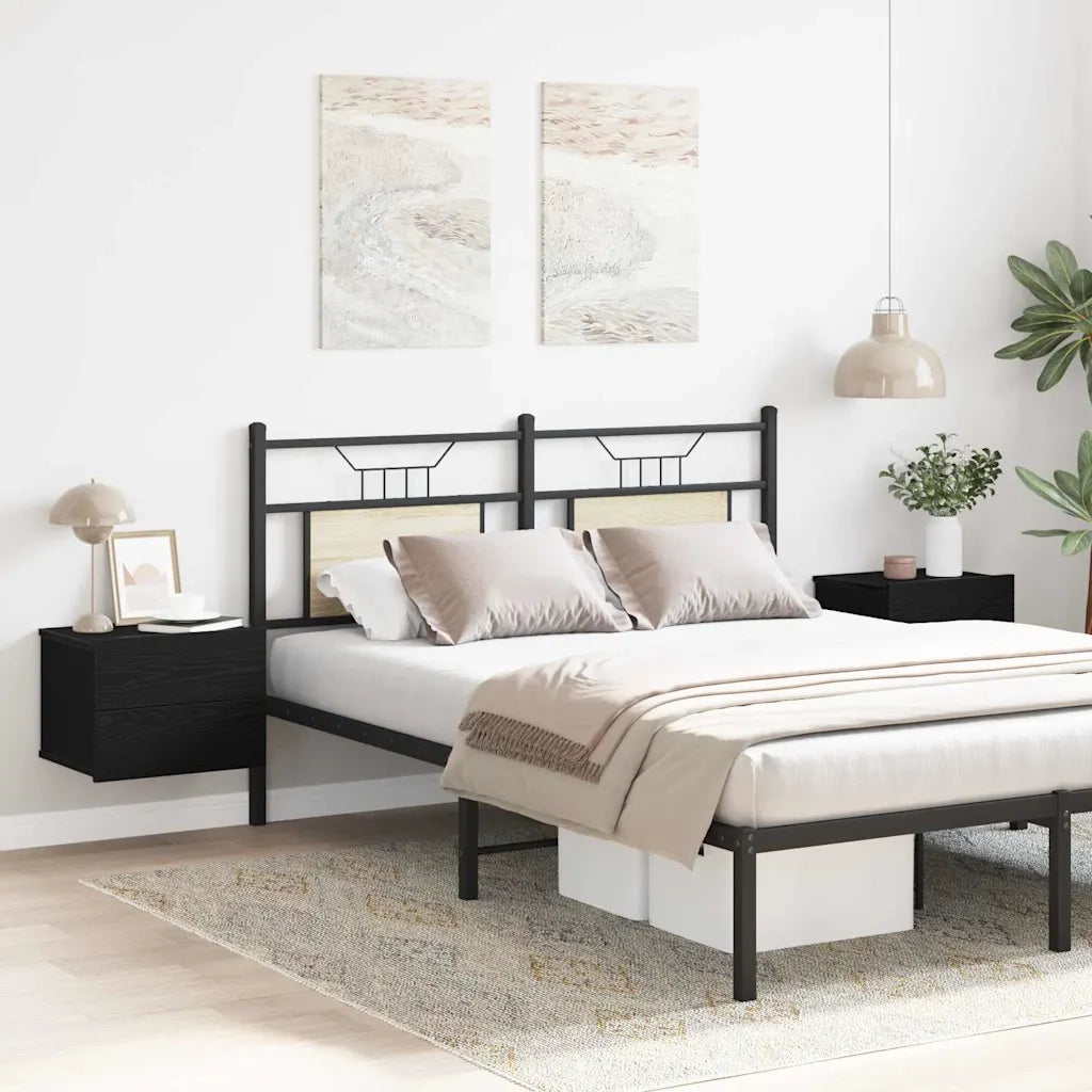 Set di 2 Comodini | Armadio da Notte | Mobiletto da notte con cassetto Rovere Nero 40 x 30 x 30 cm