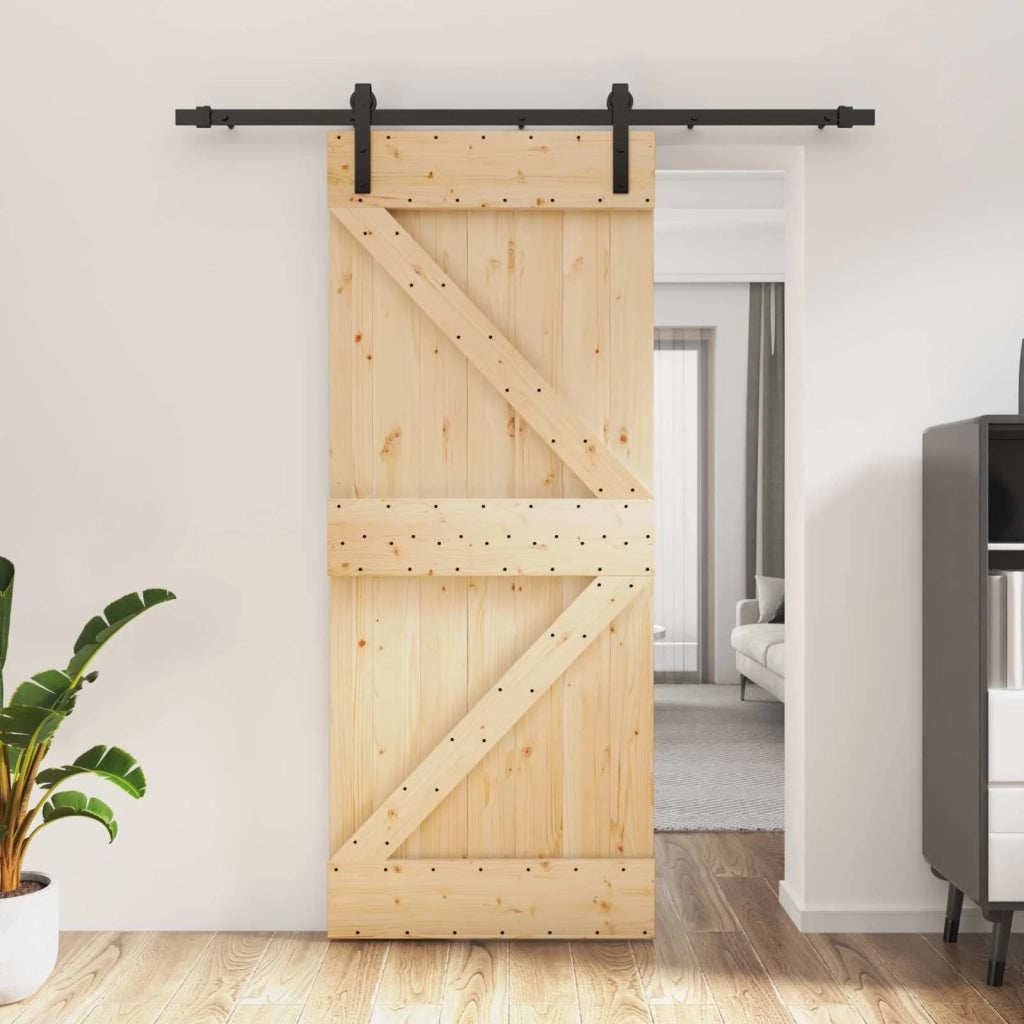 Porta scorrevole Naturale e Nero 85 x 210 cm 3444895