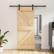 Porta scorrevole Naturale e Nero 85 x 210 cm 3444895