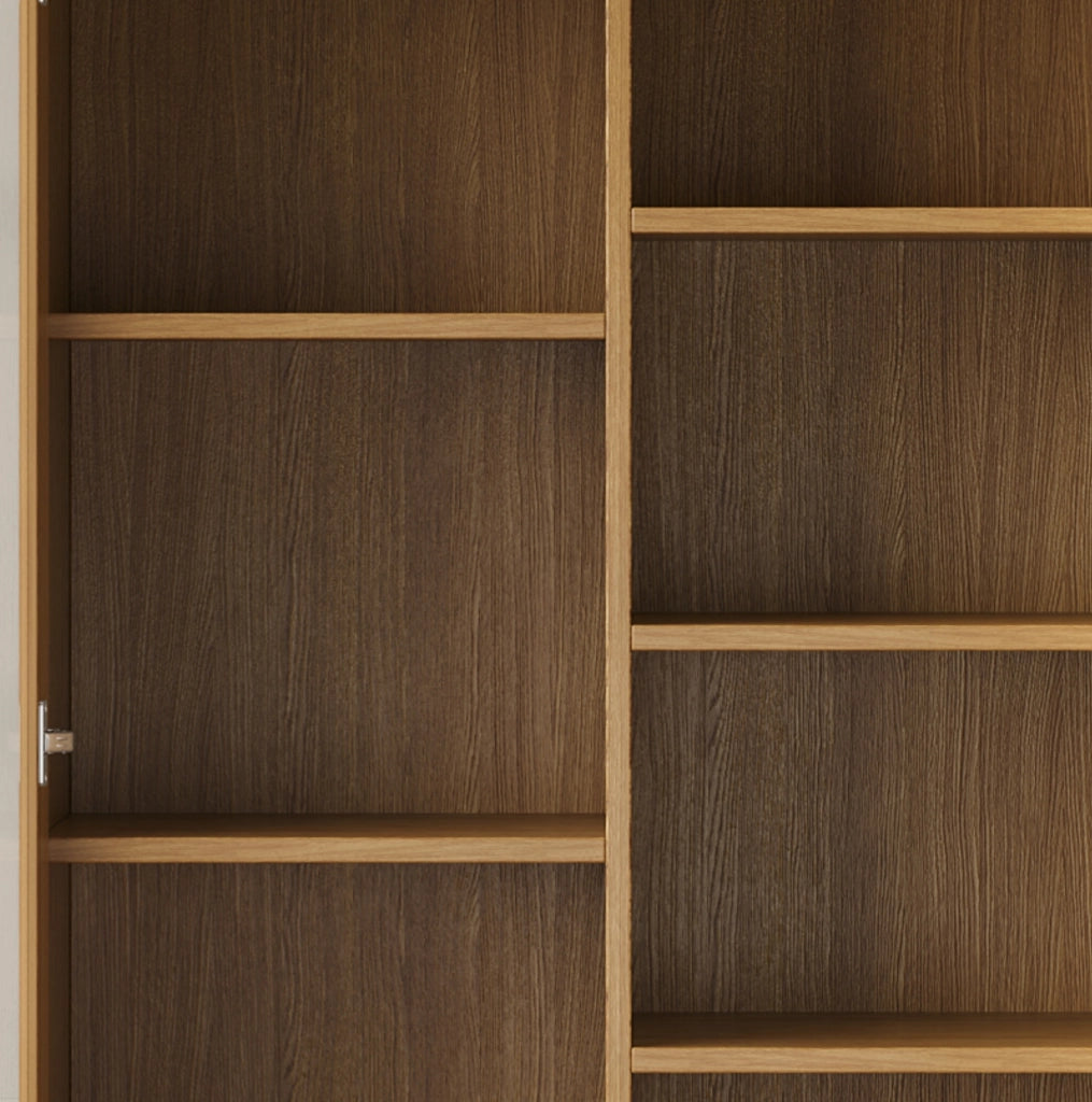 Vetrina in MDF e vetro 80 x 40 x 160 cm, legno naturale