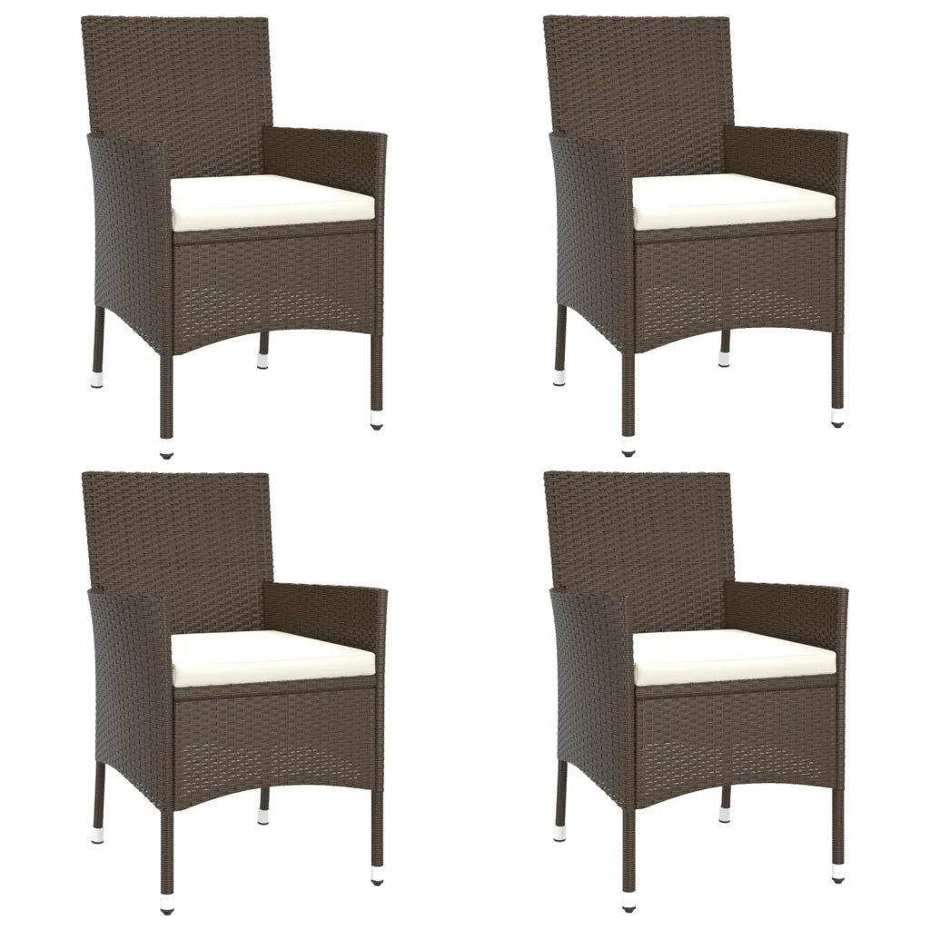 Set da Pranzo da Giardino 5pz con Cuscini in Polyrattan Marrone 3187310
