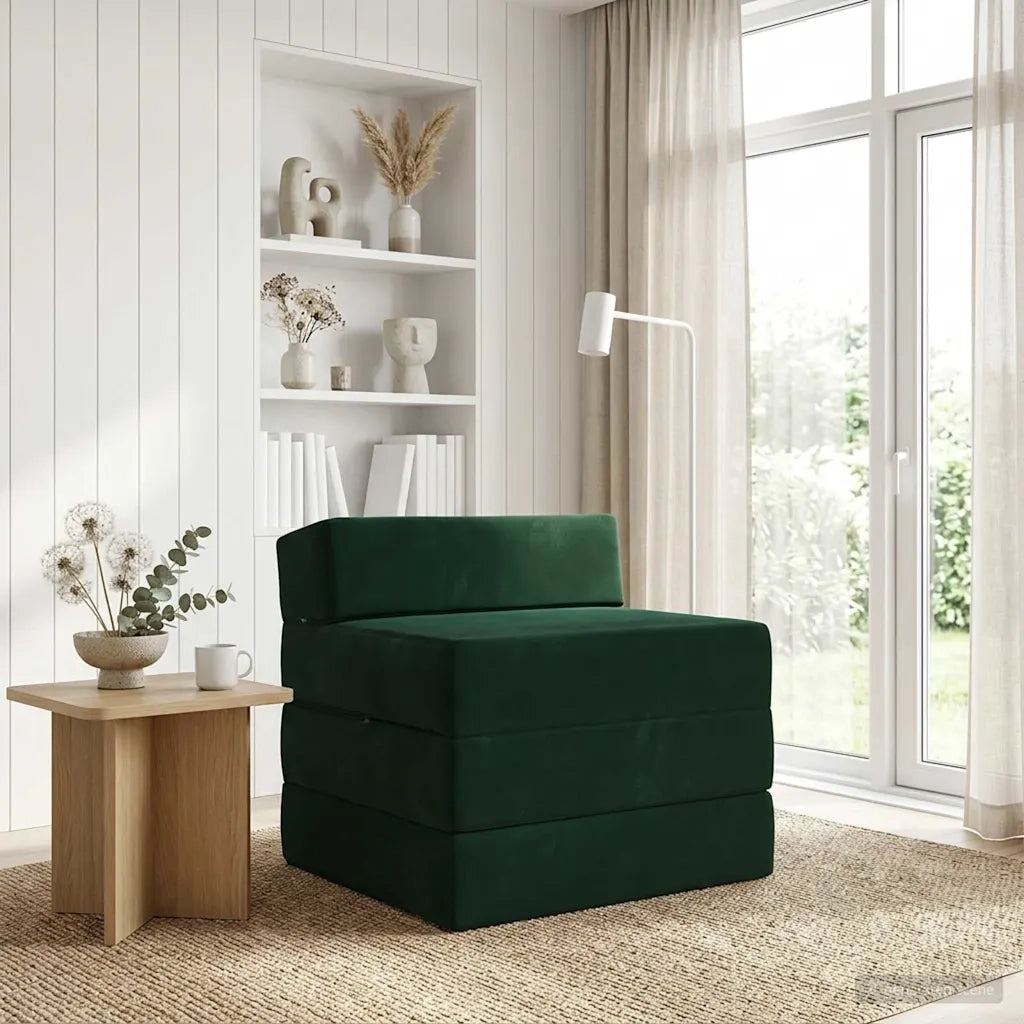 Divano Letto Pieghevole Verde Scuro 200 x 70 x 15 cm Velluto