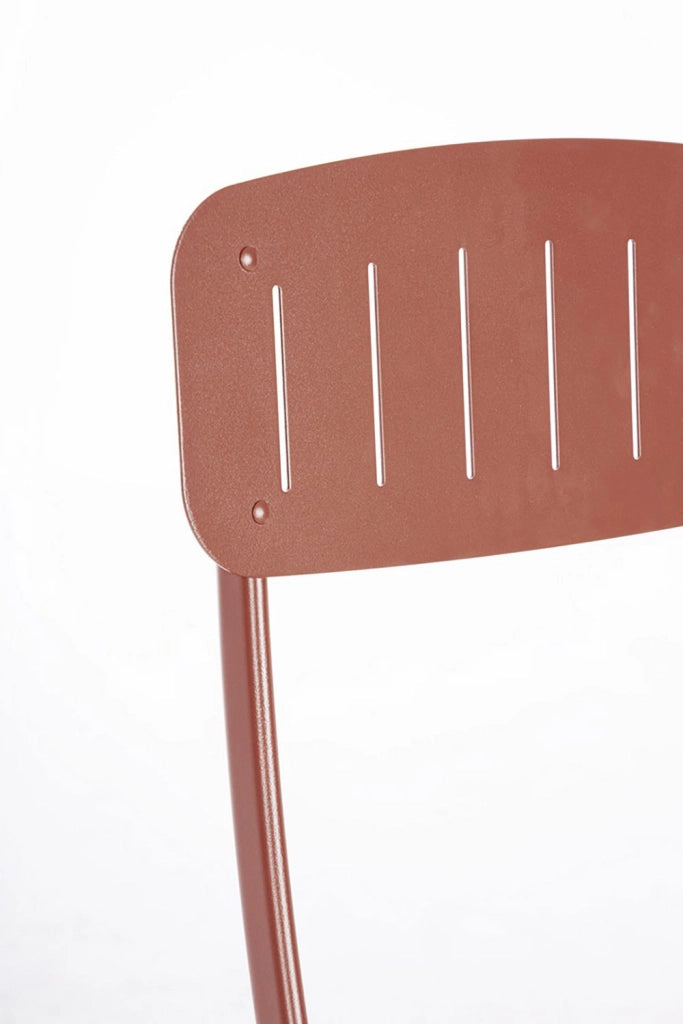 Set 3 Pezzi Bistrot da Giardino con Tavolo e 2 Sedie in Acciaio Yvonne Terracotta