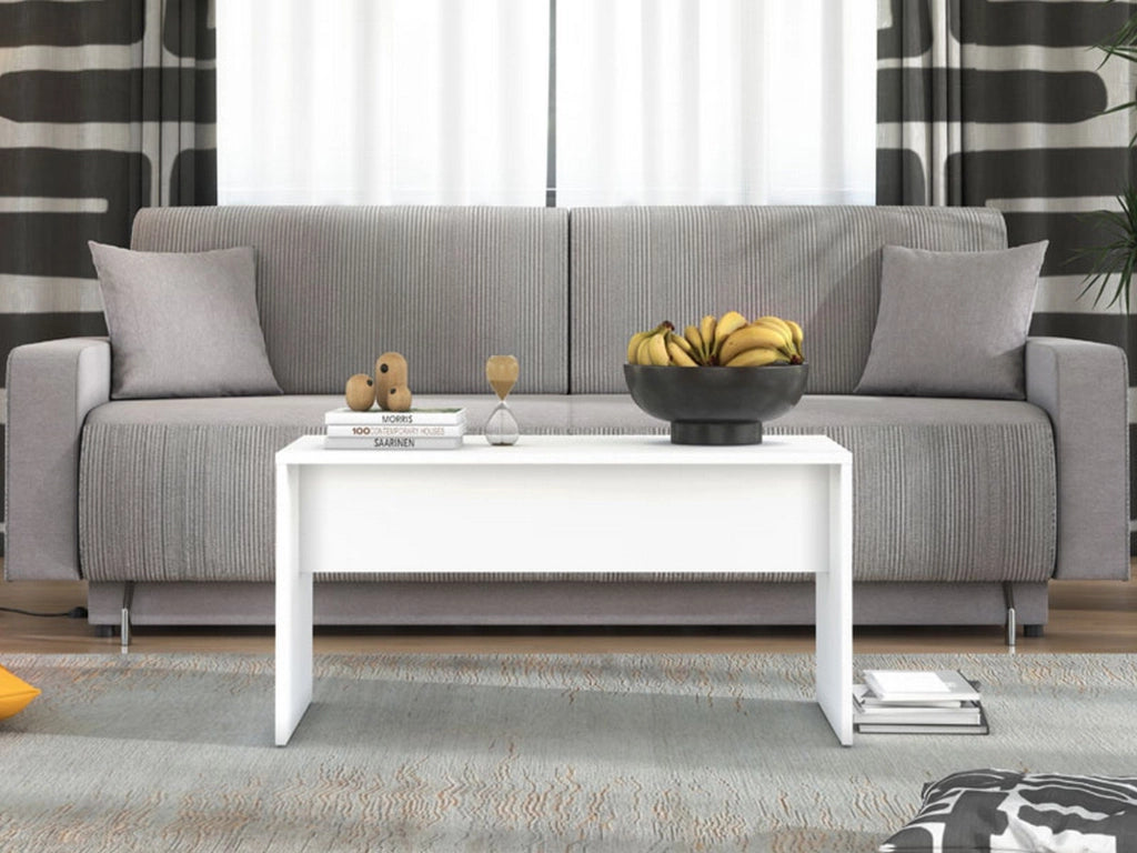 Formia, Tavolino da Salotto con Piedini, 90x49.5x45.5h cm Bianco
