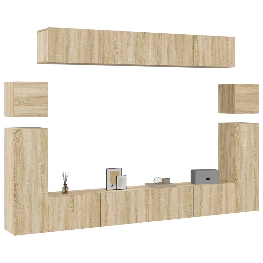Set Mobili Porta TV 8pz Rovere Sonoma in Legno Multistrato cod mxl 9574