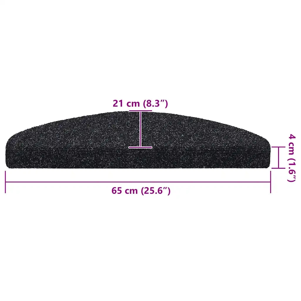 vidaXL Tappetini per scale autoadesivi 20 pz 65x21x4 cm neri semicircolari grandi