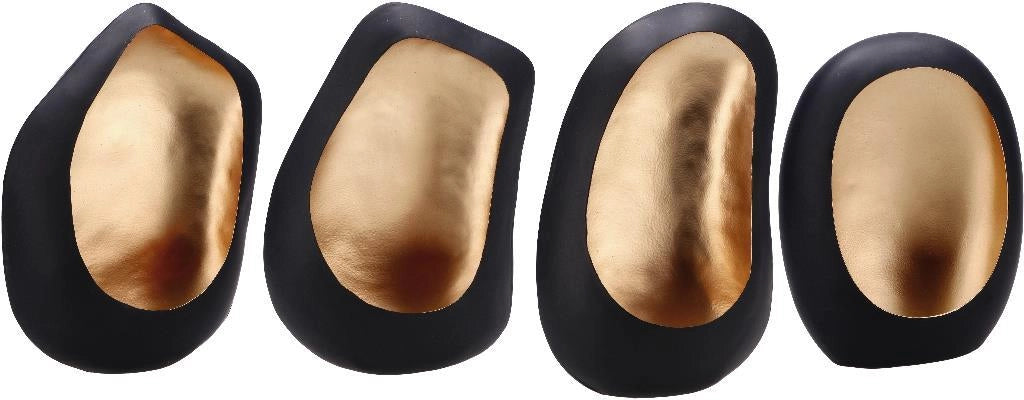 1 Pezzo Porta Tea-Light in Metallo Oro e Nero 27 x 18 x 8 cm 4 Modelli