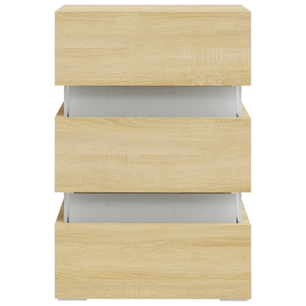 Comodino | Armadio da Notte | Mobiletto da notte con Luci LED Sonoma 45x35x67 cm in Legno Multistrato