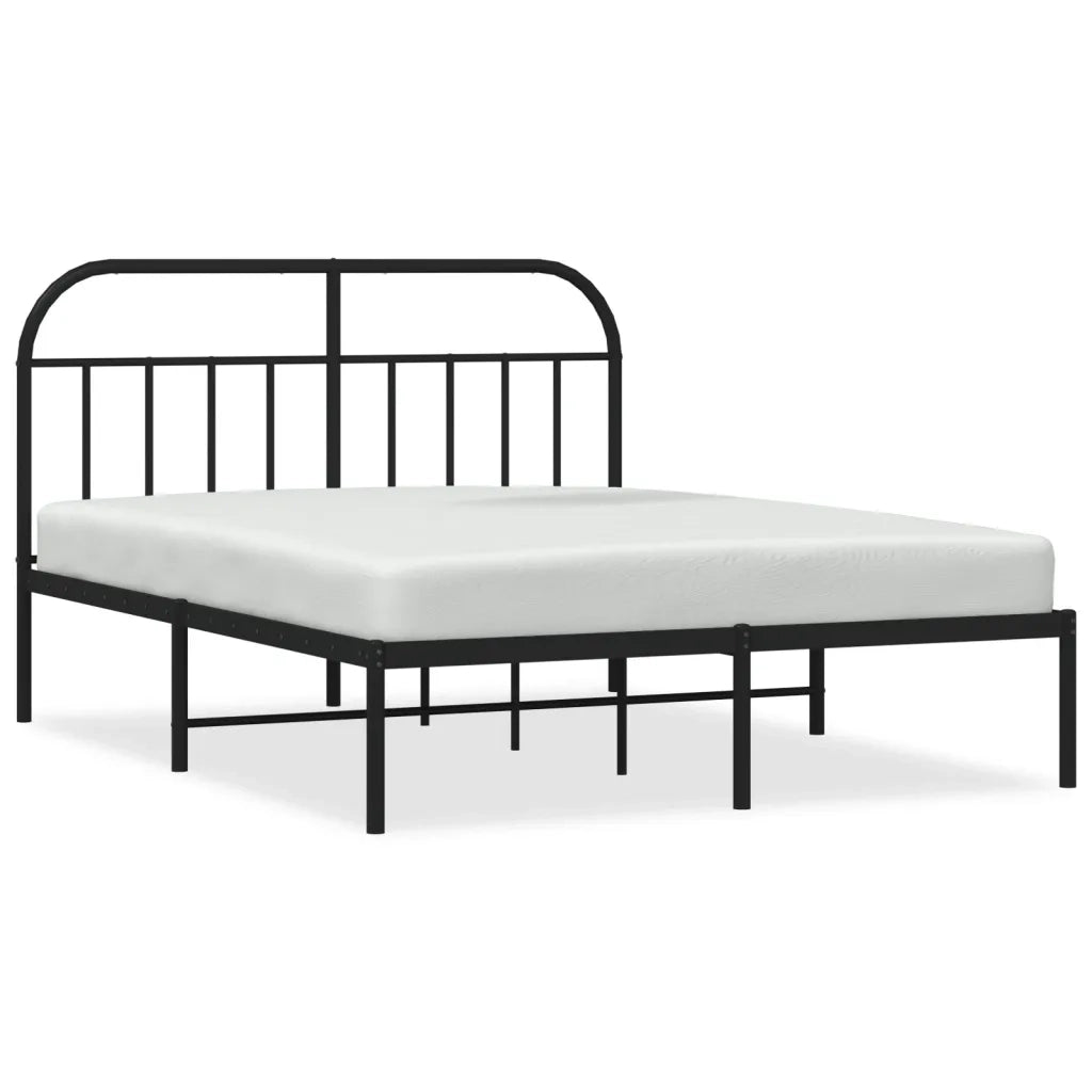 Giroletto con Testiera-Struttura Letto con testiera in Metallo Nero 140x190 cm 592354