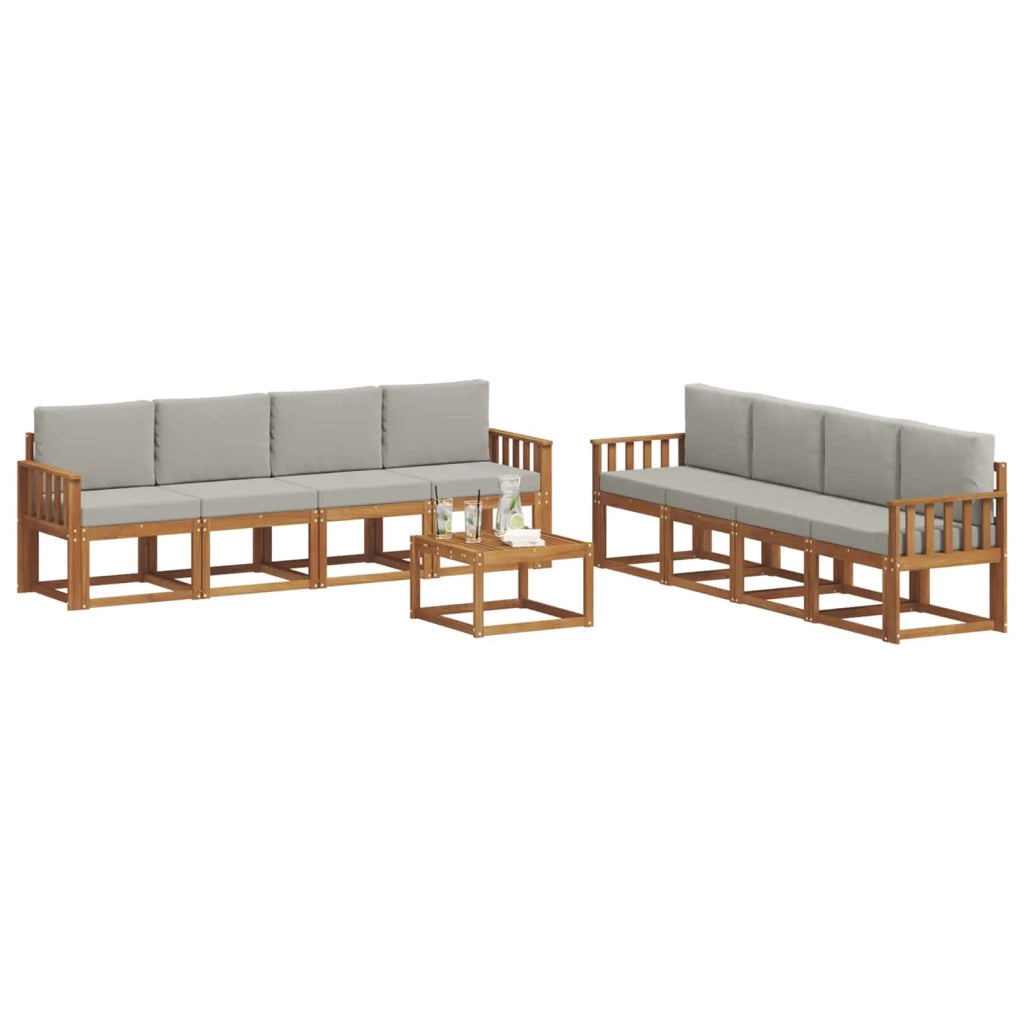 Set di divani da esterno 9 pcs Grigio Naturale e Chiaro 3366179