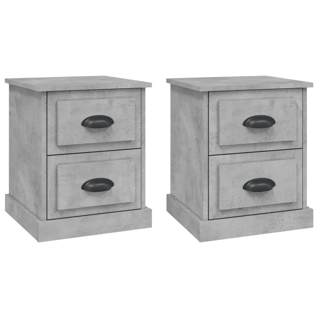 Comodini 2 pz-Set di 2 Tavolino da notte Grigio Cemento 39x39x47,5 cm in Legno Multistrato 621571