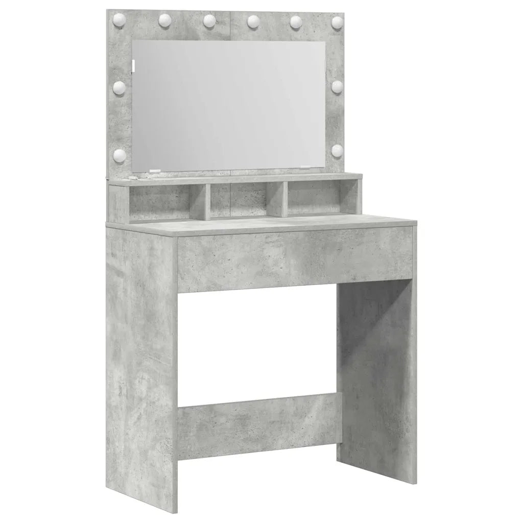 Tavolo da Trucco con specchio-Tavolo da Vanit¨¤ Grigio cemento 75,5 x 41 x 135 cm