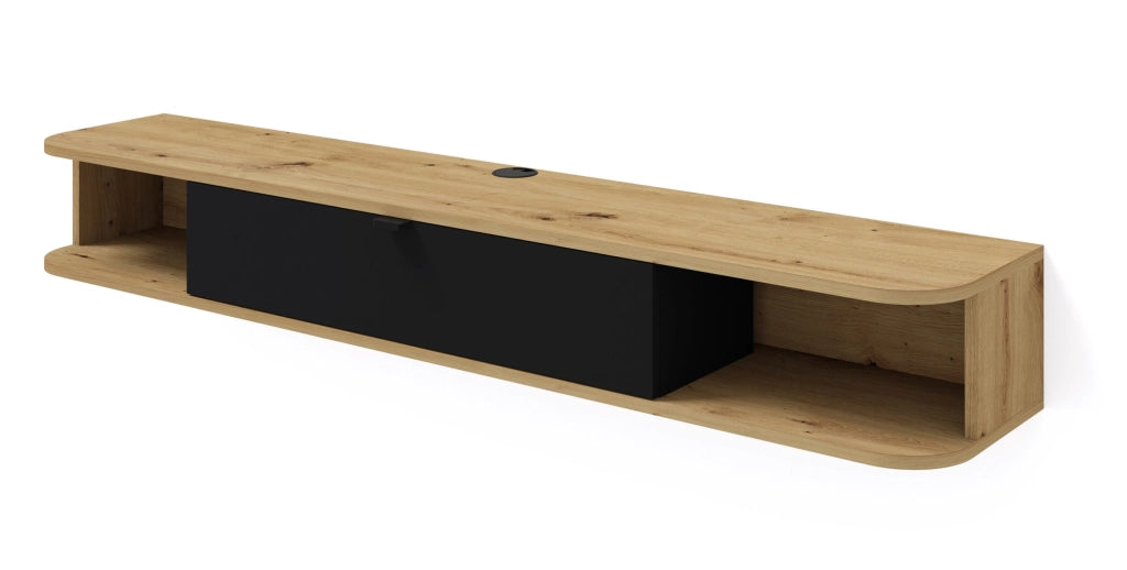 BIM FORNITURE Mobile tv soggiorno ICARUS cm 156x29x20 rovere nero opaco