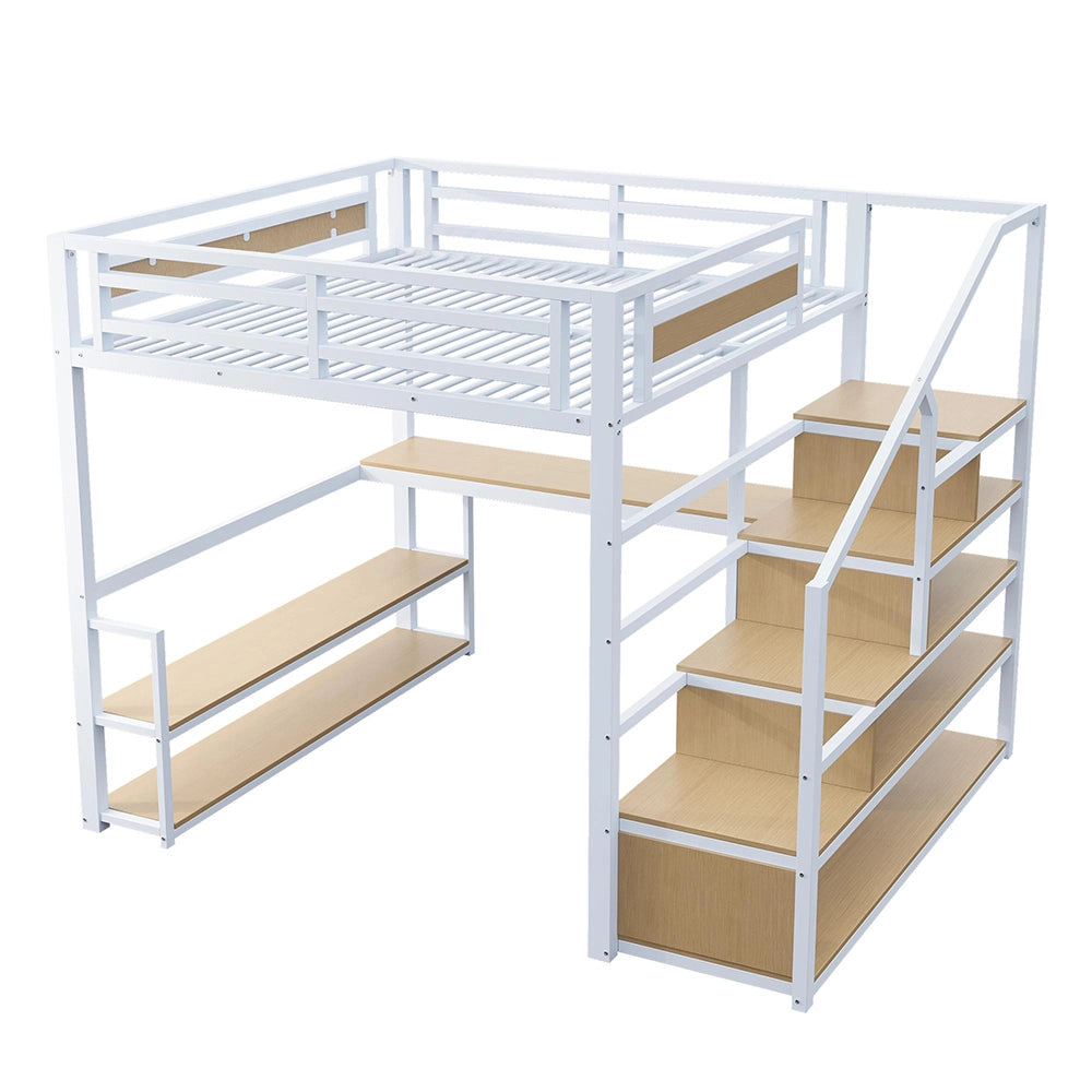 Letto mezzanino metallico 140x200cm - Xylo - bianco, stabilità ottimale