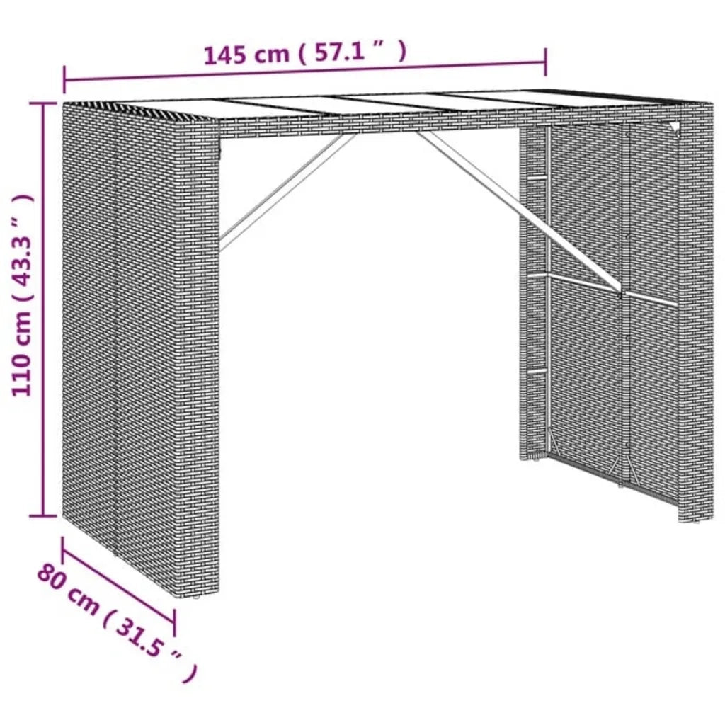 Set da Bar da Giardino 7 pz Nero in Polyrattan 3187669