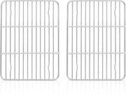 Koelrek rettangolare per 2 persone, set di griglia in acciaio inossidabile per cuocere, cuocere al forno, grigliare, raffreddare, 22 x 16 x 1,5 cm, piccolo griglia per forno, resistente al lavastoviglie